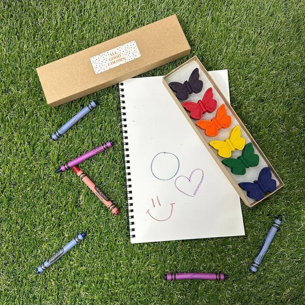 2/$30 Butterfly Crayons (6), Kids Boys Girls, Pretty Unique Colorful B-day Gift